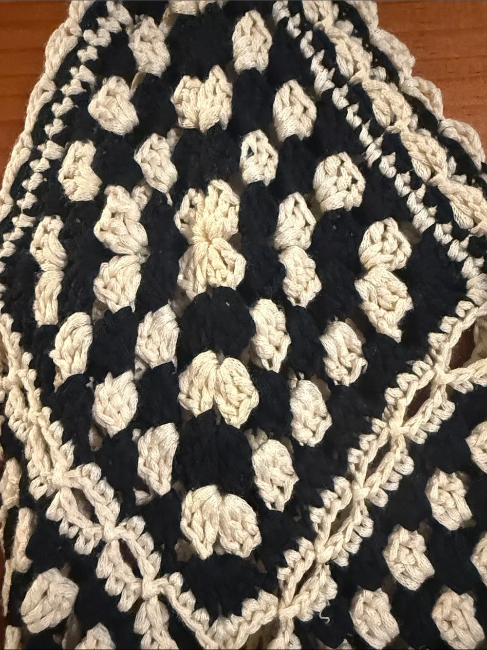 Black and Cream crochet Slip Dress - Picture 3 of 7